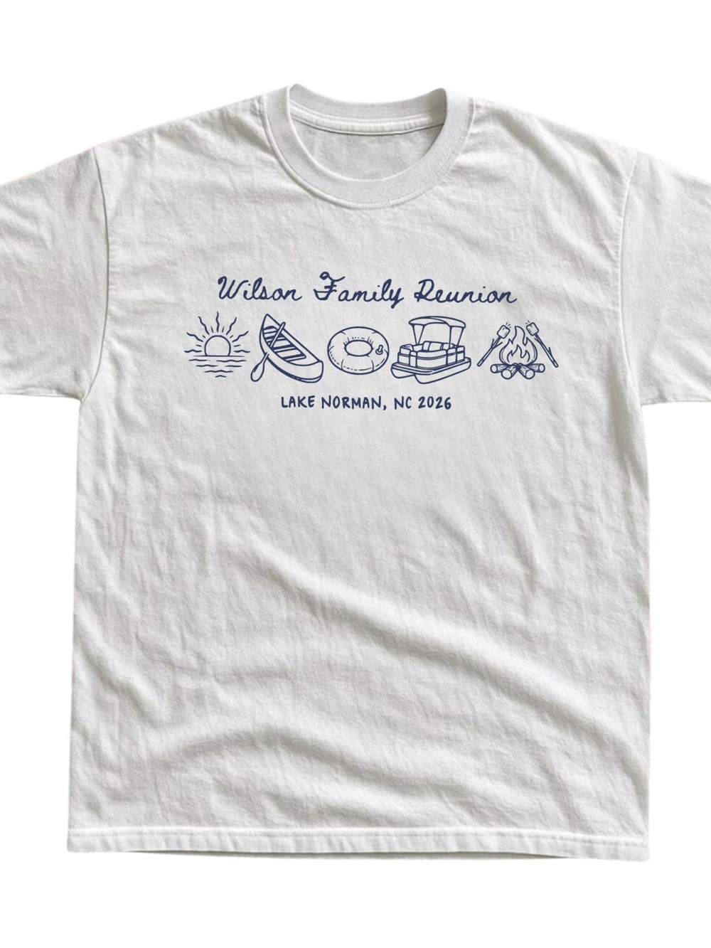 Gildan White Short-Sleeve Tee with Navy Lake Graphics, Gift For Her, For Him